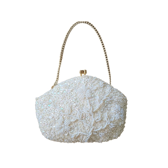 Ivory Cream Beaded with Sequin Mini Evening Handbag - Picture 1 of 17